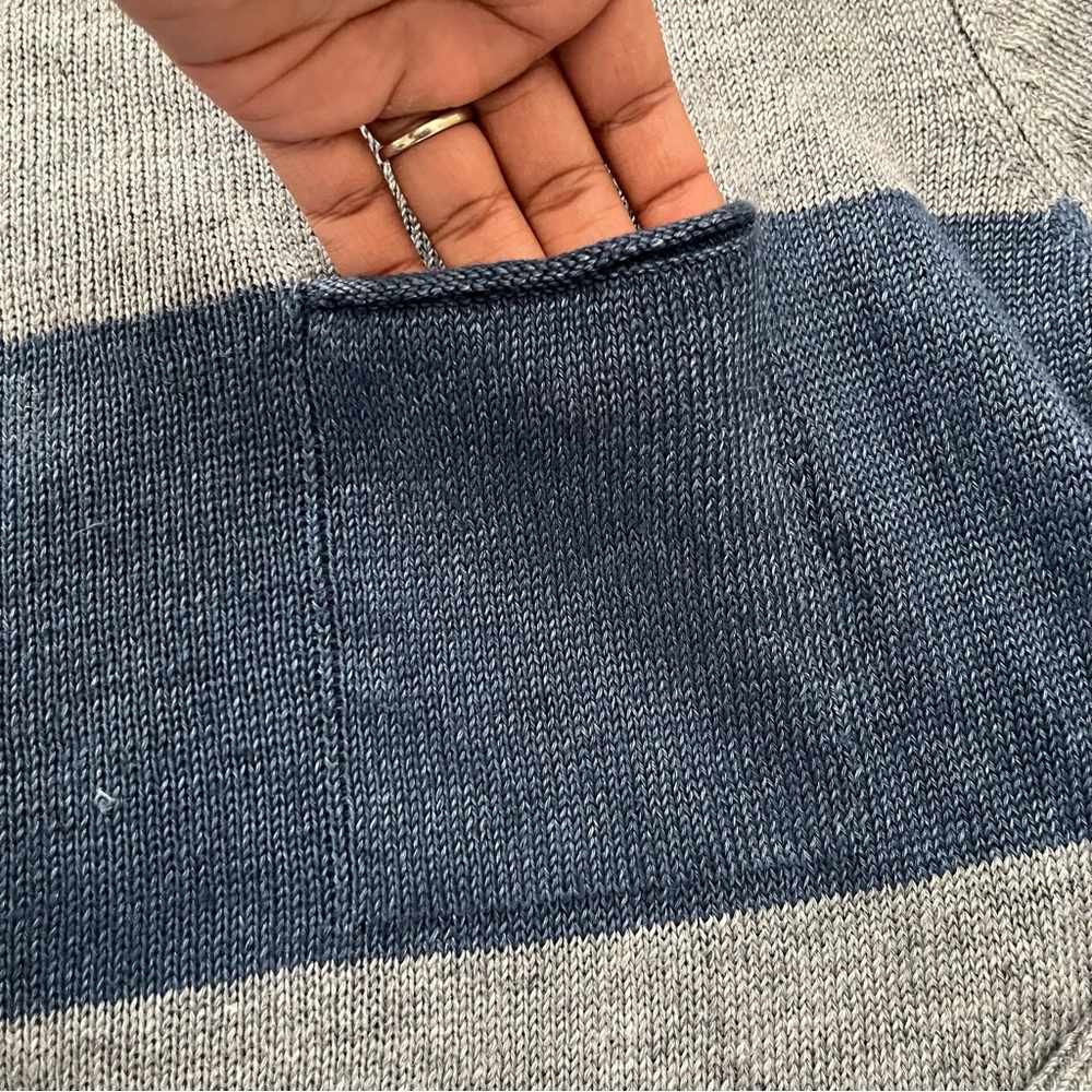 Todd Snyder 100% linen two tone blue strip gray crewneck sweater 2XL *Read - Picture 3 of 16